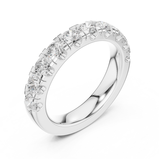 Round Moissanite Channel Prong Half Eternity Wedding Band - view 4