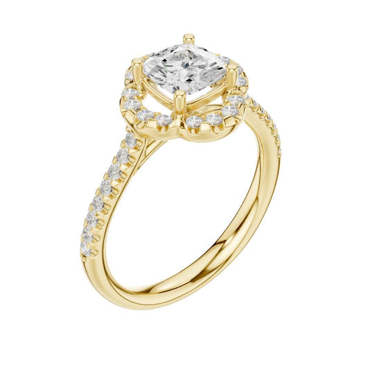 Round Lab Diamond Halo Pave Engagement Ring - view 4