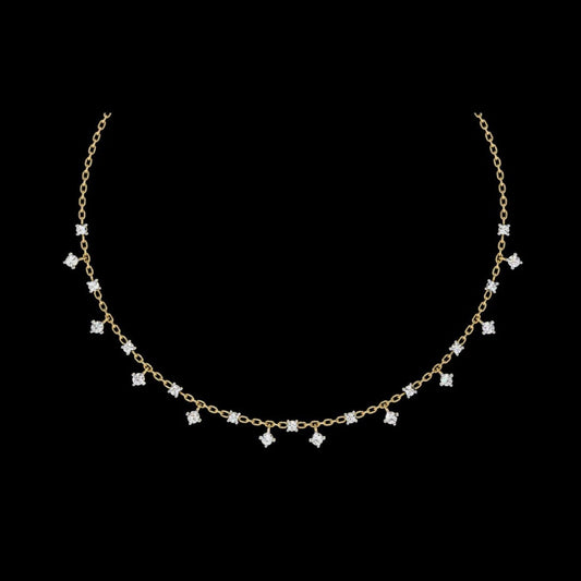0.76 TCW Blooming Drop Round Cut Moissanite Diamond Necklace for Anniversary Surprise
