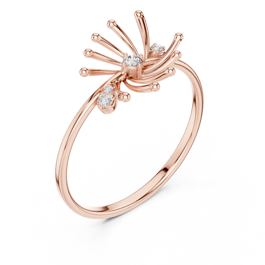 Firework Starburst Brilliant Round Cut Lab Diamond Ring - view 3