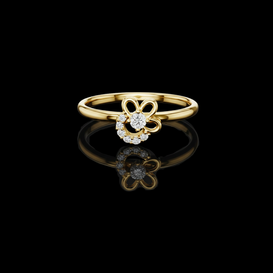0.056 TCW Floral Loop Design and Sparkling Lab Grown Round Diamond Accents Ring