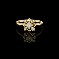 0.20 TCW Floral Moissanite Diamond Ring Featuring a Radiant Cluster and Petal Inspired Design