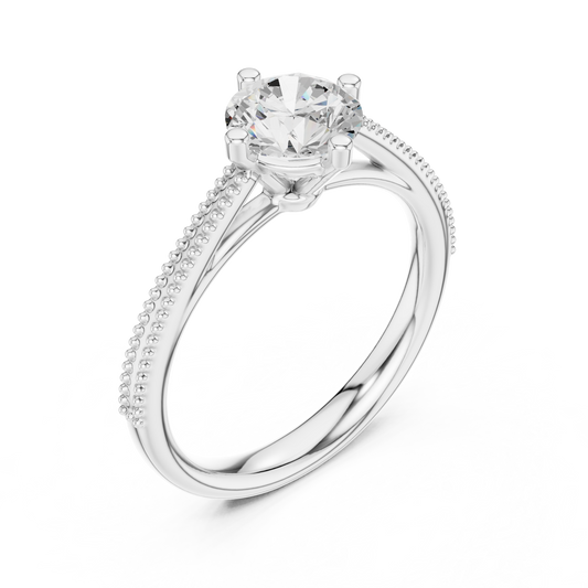 Round Cut Lab Diamond Milgrain Solitaire Engagement Ring - view 4