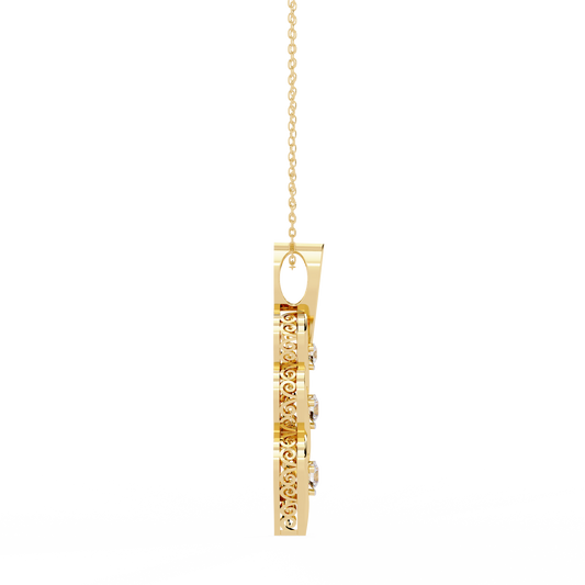 Three Stone Twist Pendant Necklace - view 4