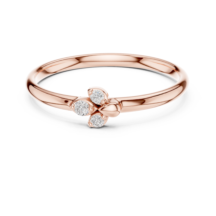 Minimalist Floral Round Cut Lab Diamond Cluster Ring - view 2