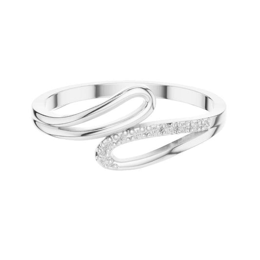 Open Swirl Round Moissanite Pave Ring - view 3