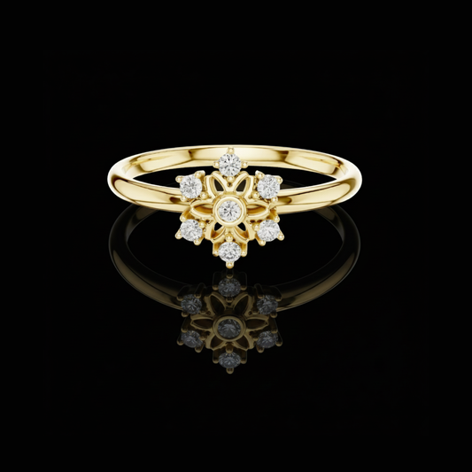 0.07 TCW Radiant Floral Burst Lab Grown Diamond Ring Dainty Blossom Design for Elegant Everyday Luxury
