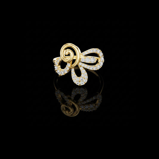 0.43 TCW Pretty Lab Grown Round Cut Bow-Style Diamond Ring with Pavé Brilliance For Her