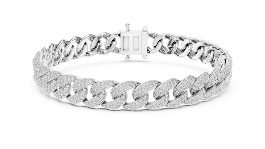 4.99 TCW Pave Round Moissanite High Polish Cuban Link Bracelet - view 3