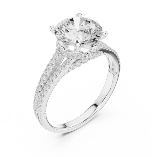 Round Cut Lab Diamond Split Shank Pave Setting Ring - view 4