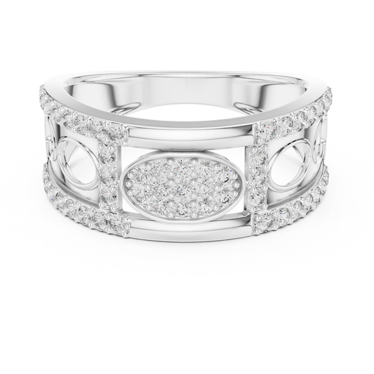 Round Cut Lab Grown Diamond Men's Oval Medallion Openwork Gold Ring - view 3