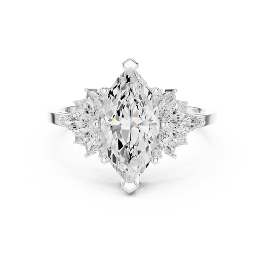 Marquise Cut Cluster Moissanite Engagement Ring - view 3