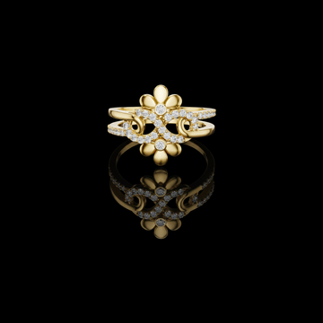 0.40 TCW Majestic Floral Moissanite Diamond Ring with Interlaced Curves and Brilliant Pavé Detailing