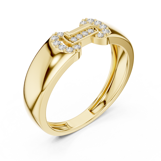 Round Cut Moissanite Men's Equestrian Openwork Link Wedding Band - view 4