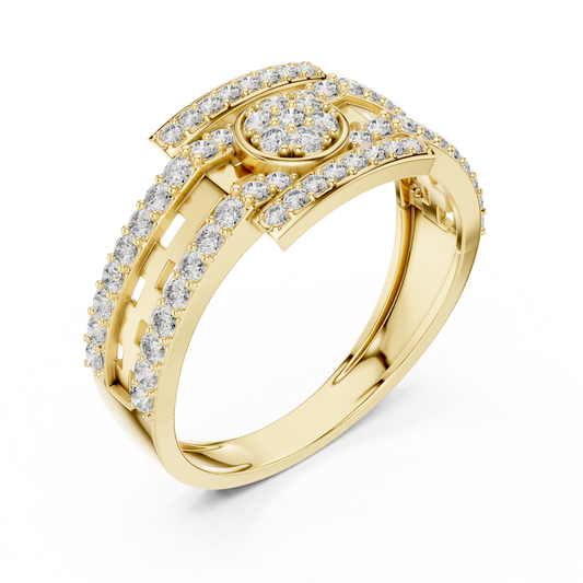 Round Cut Lab Grown Diamond Men's Round Medallion Double Pave Border Ring - view 4