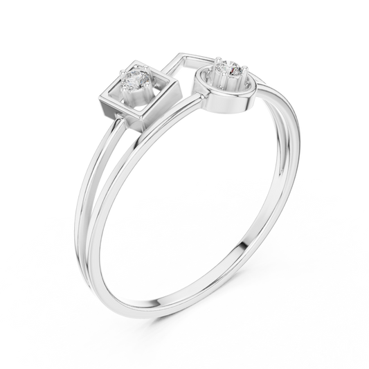 Geometric Open Bypass Round Moissanite Ring - view 4