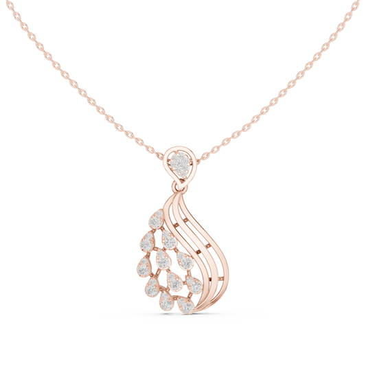 Leaf Swirl Pendant Necklace with Round Stones - view 2