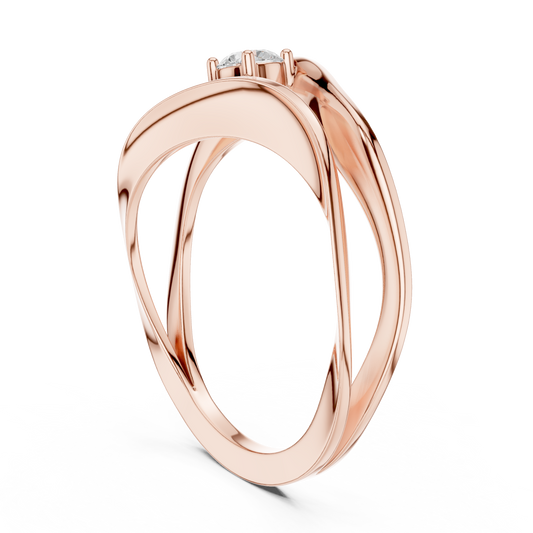 Round Solitaire Twisted Sculpted Split Band Lab Grown Ring - view 2