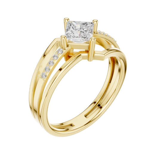 Princess Cut Moissanite Split Shank Engagement Pave Ring - view 4
