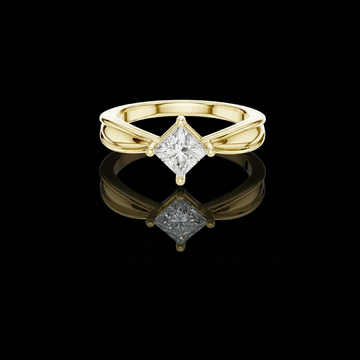 1.50 TCW Trendy Princess Moissanite Diamond Solitaire Ring with Diagonal Setting and Split Shank Band