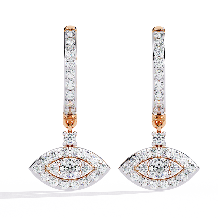 Evil Eye Pavé Drop Huggie Earrings with Round Center Stone - view 2