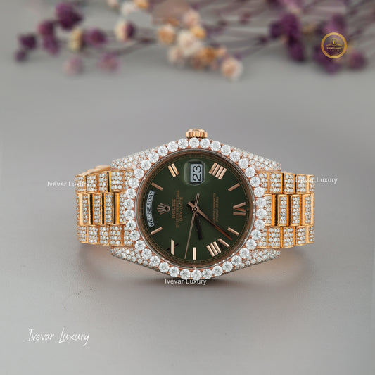 Full Iced Out Moissanite Diamond Watch with Luminous Hands by Ivevar