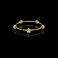 4.20 TCW Floral Diamond Accented Lab Grown Bangle Bracelet with Sculpted Blossom Motifs By Ivevar