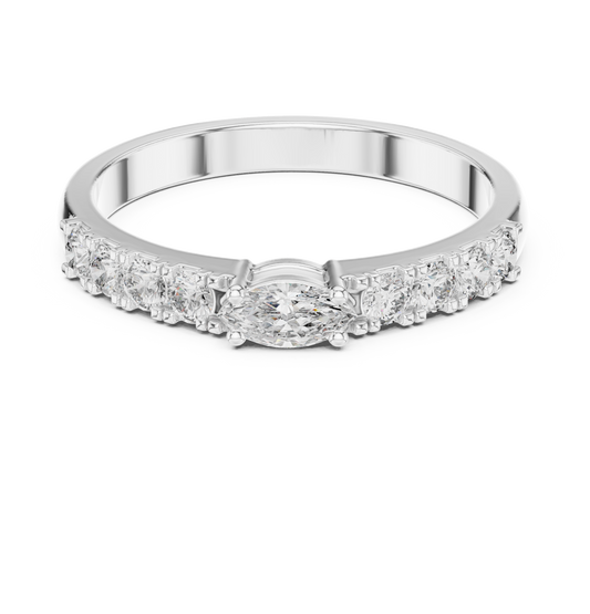 Accents Marquise and Round Lab Diamond Eternity Ring With Pave Band - view 3