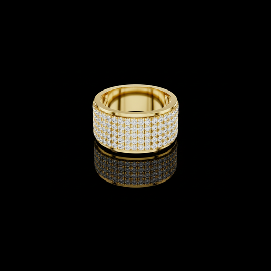 2.25 TCW Luxurious Multi Row Moissanite Round Diamond Pave Wide Band Ring