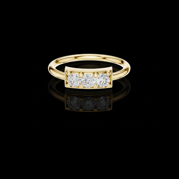 0.50 TCW Classic Three Stone Moissanite Diamond Bar Ring with Round Brilliant Cut Diamonds