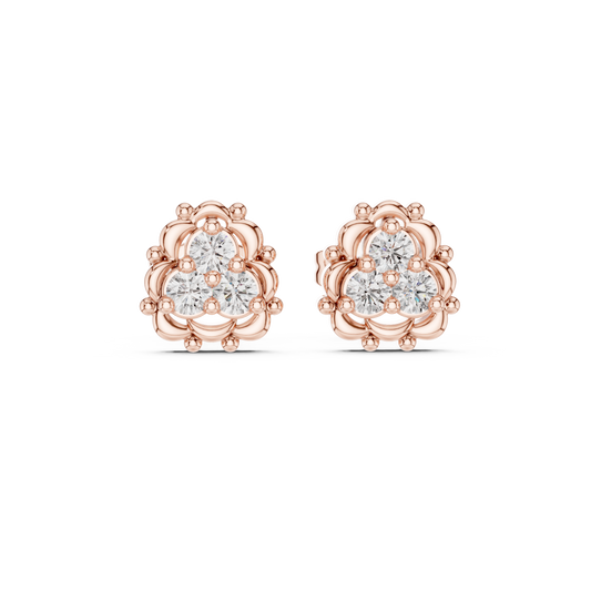 0.30 TCW Aurielle Bloom Moissanite Diamond Cluster Earrings with Ornate Floral Detailing For Love