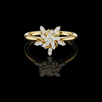 1.50 TCW Sunlit Aurora Petal Lab Grown Diamond Ring A Golden Burst of Bloom