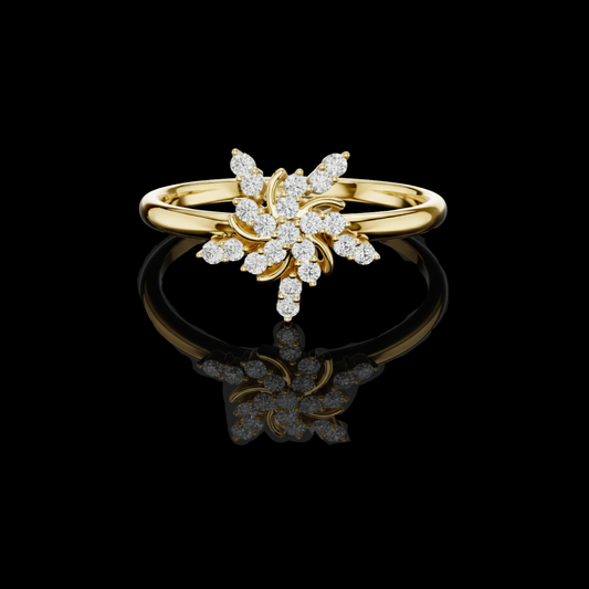 1.50 TCW Sunlit Aurora Petal Lab Grown Diamond Ring A Golden Burst of Bloom
