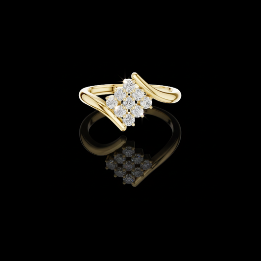 0.70 TCW Elegant Lab Grown Round Diamond Blossom Cluster Ring with Sculpted Open Band