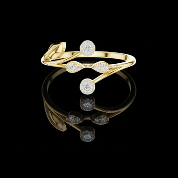 0.25 TCW Sparkling Floral Lab Grown Diamond Leaf Open Band Ring Delicate Botanical Jewelry