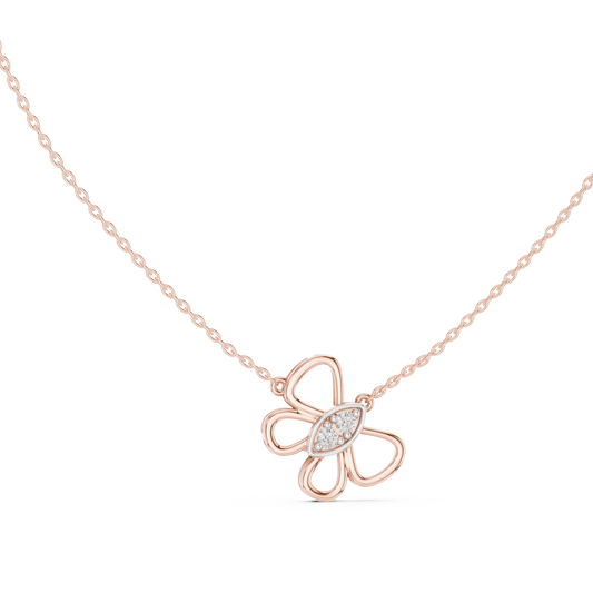 0.16 TCW Dazzling Minimal Butterfly Openwork Pendant with Sparkling Moissanite Diamond Center Luxury Jewelry