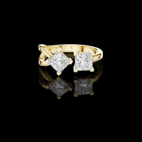 3.00 TCW Modern Bypass Ring Adorned with Princess Lab Grown Diamonds in a Striking Dual Stone Setting