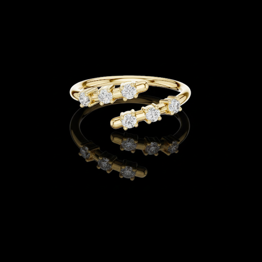 0.21 TCW Trendy Open Bypass Lab Grown Ring in Gold with Floating Round Brilliant Diamonds