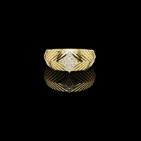 0.13 TCW Luxurious Round Moissanite Diamond Chevron Architectural Design with Square Cluster Fine Jewelry