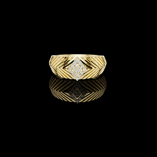 0.13 TCW Luxurious Round Moissanite Diamond Chevron Architectural Design with Square Cluster Fine Jewelry