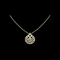 0.56 TCW Sparkling Floral & Leaf Design Circle Moissanite Diamond Pendant Statement Fine Jewelry