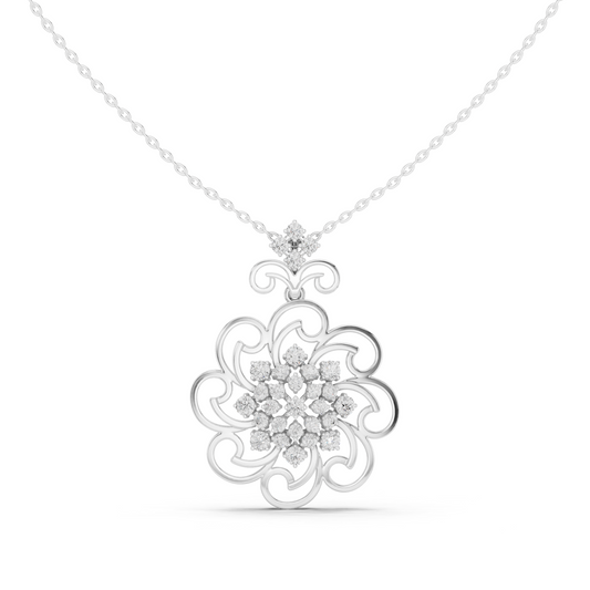 Filigree Openwork Round Pendant Necklace - view 3