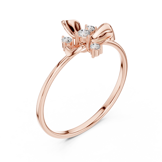 Petal Flower Ring with Round Moissanite Accents - view 3