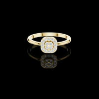 0.50 TCW Classic Lab Grown Round Diamond Cluster Halo Ring with Pave Set Brilliant Diamonds