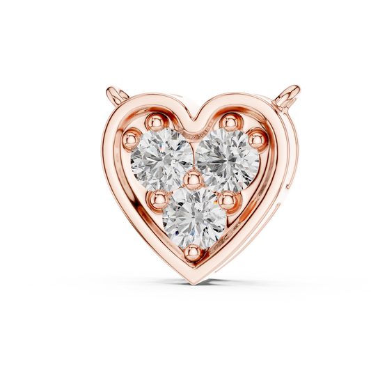 0.36 TCW Triple Round Cut Moissanite Diamond Cluster Romantic Heart Shaped Pendant For Surprise