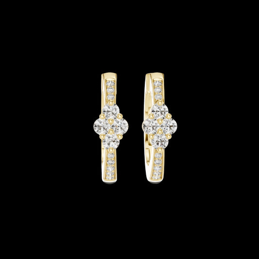 1.25 TCW Luxury Moissanite Diamond Cluster Hoop Earrings Crafted in Glossy Gold For Her