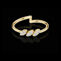 0.20 TCW Beautiful Leaf Ring with Round Lab Grown Diamonds Dainty Adjustable Nature Inspired Ring For Gift