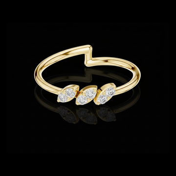0.20 TCW Beautiful Leaf Ring with Round Lab Grown Diamonds Dainty Adjustable Nature Inspired Ring For Gift