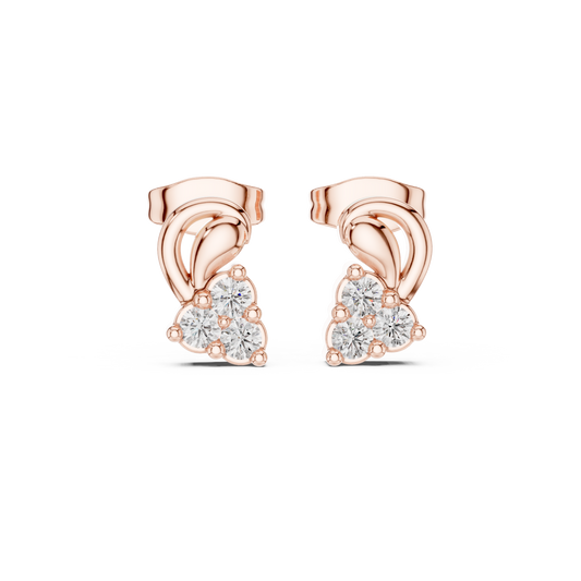 Round Cut Lab Diamond Sculpted Curve Cluster Stud Earrings - view 2