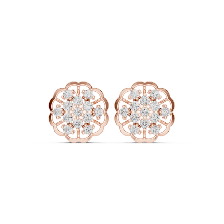 Filigree Openwork Border Round Floral Cluster Earrings - view 2